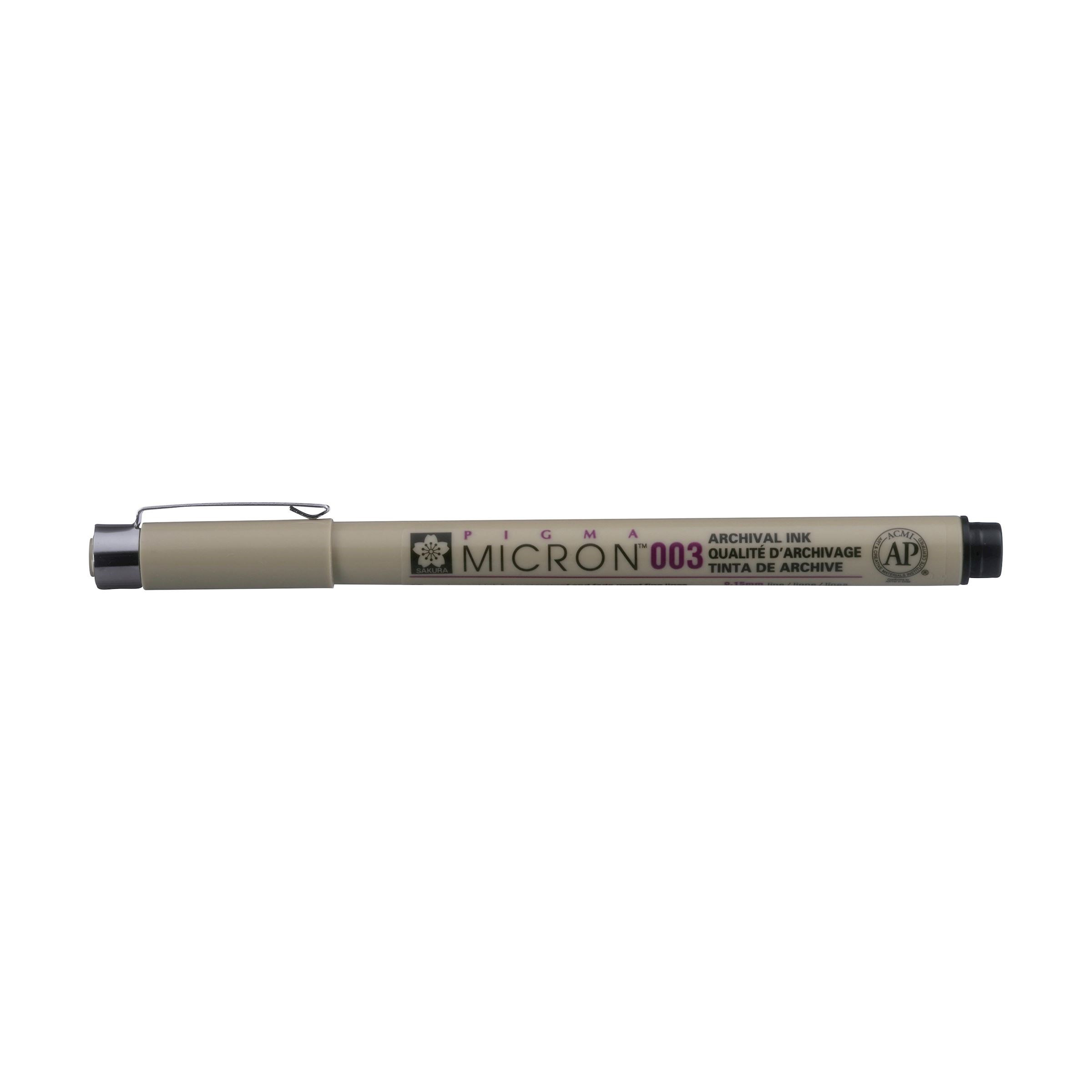 Pigma Micron 003, 0.15 mm svartur teiknipenni
